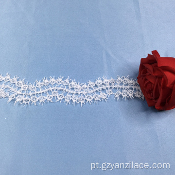 Guarnição de renda Crochet plana Floral branco